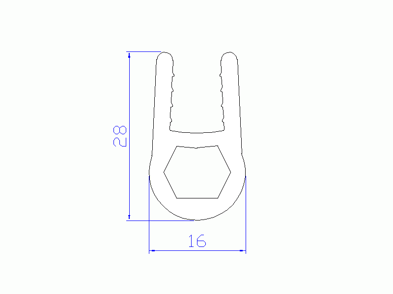Silicone Profile P886C - type format U - irregular shape