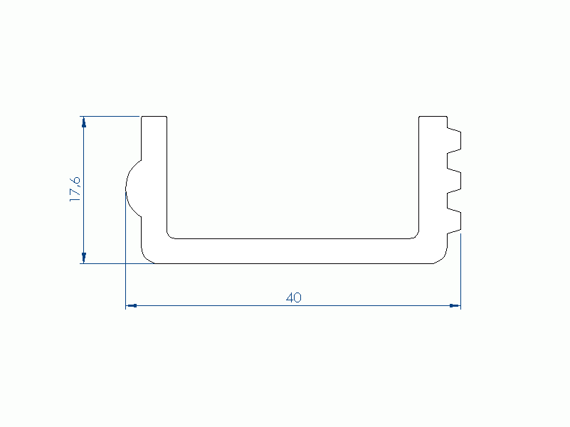 Silicone Profile P91468A - type format U - irregular shape