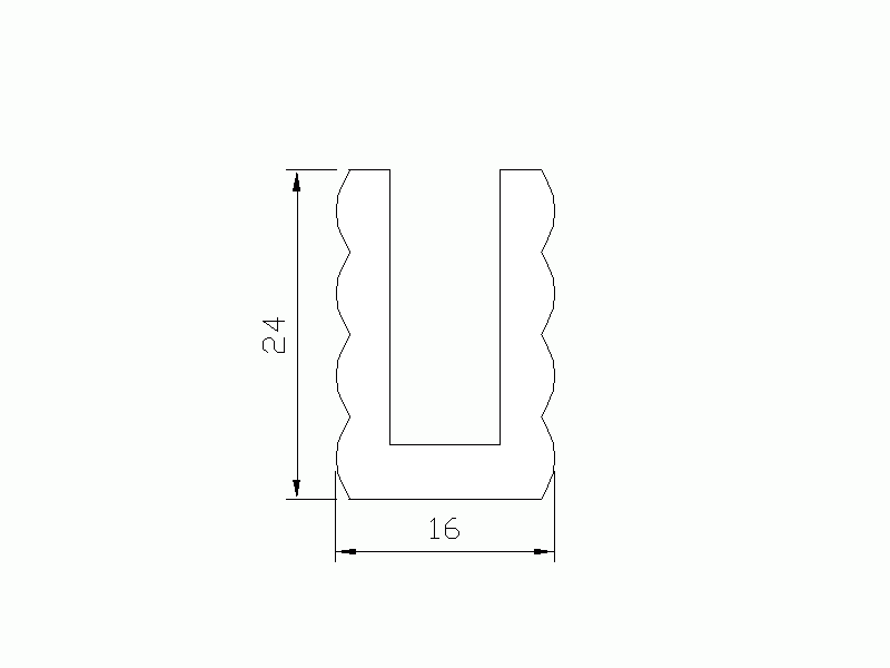 Silicone Profile P91979 - type format U - irregular shape
