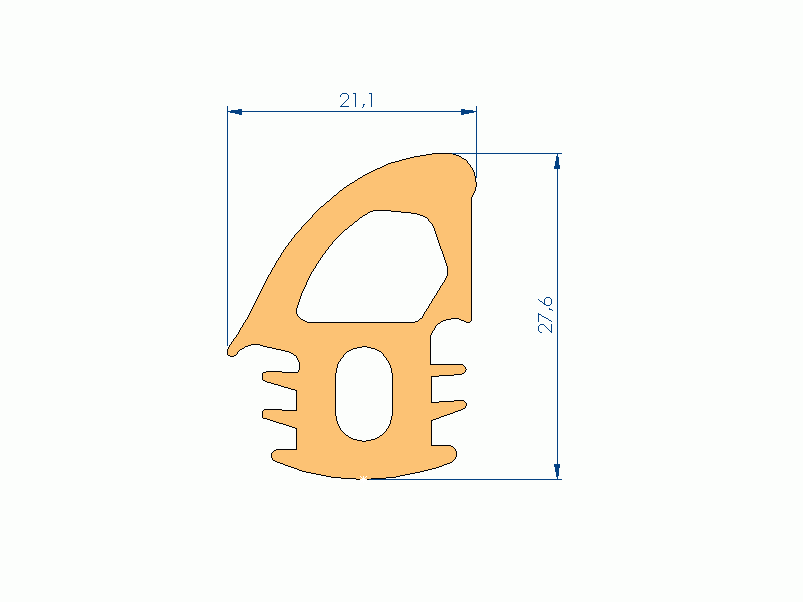 Silicone Profile P92577Z - type format Double Hole - irregular shape