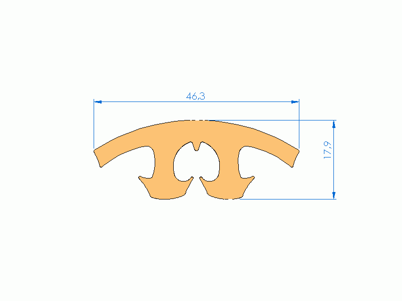 Silicone Profile P92743C - type format T - irregular shape