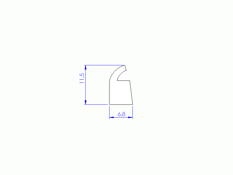 Silicone Profile P93613A - type format Lipped - irregular shape