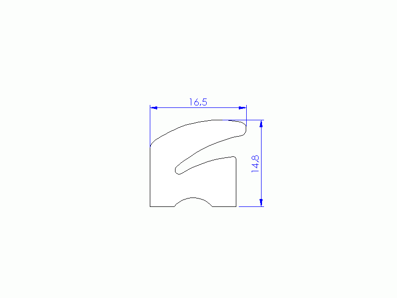 Silicone Profile P93711G - type format Lipped - irregular shape