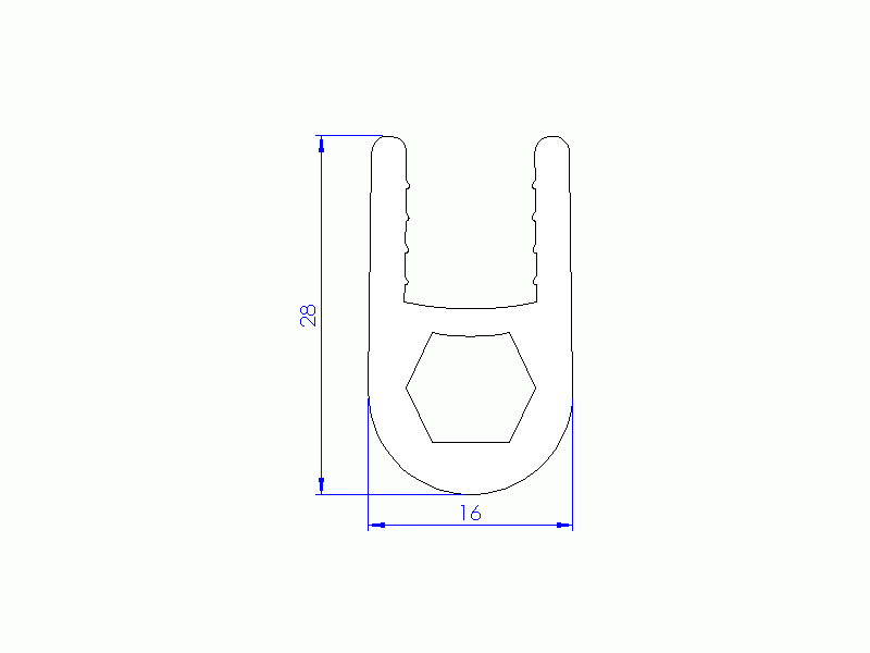 Silicone Profile P93958A - type format U - irregular shape