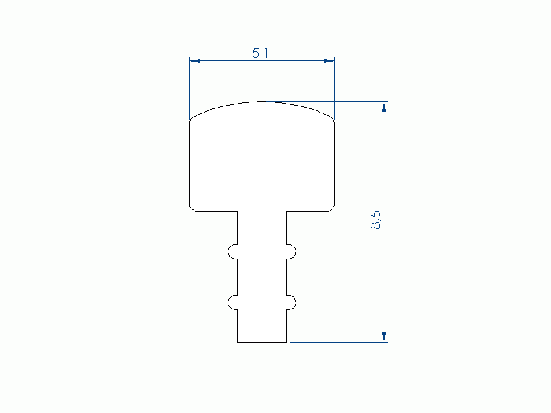 Silicone Profile P93991BU - type format T - irregular shape