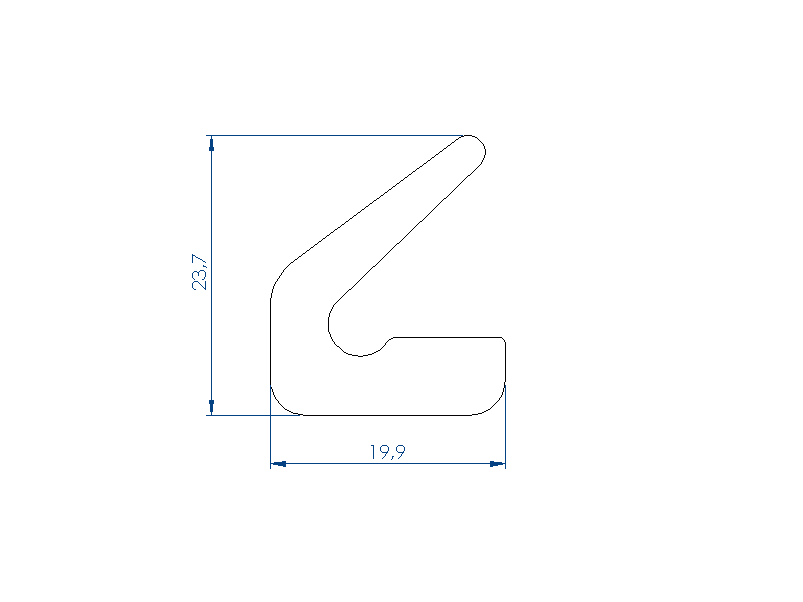 Silicone Profile P94292C - type format L - irregular shape