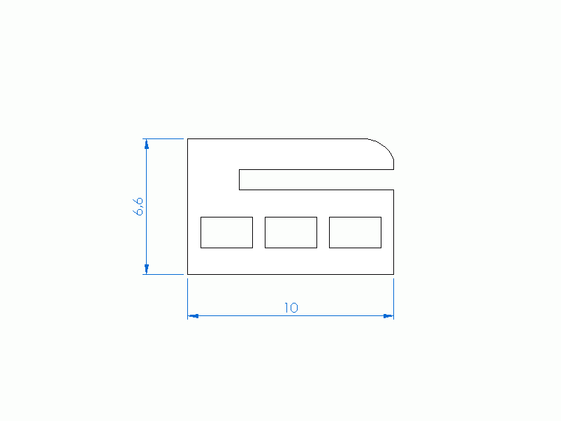 Silicone Profile P94930A - type format Lipped - irregular shape