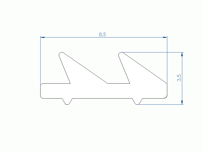 Silicone Profile P94930V - type format Flat Silicone Profile - irregular shape