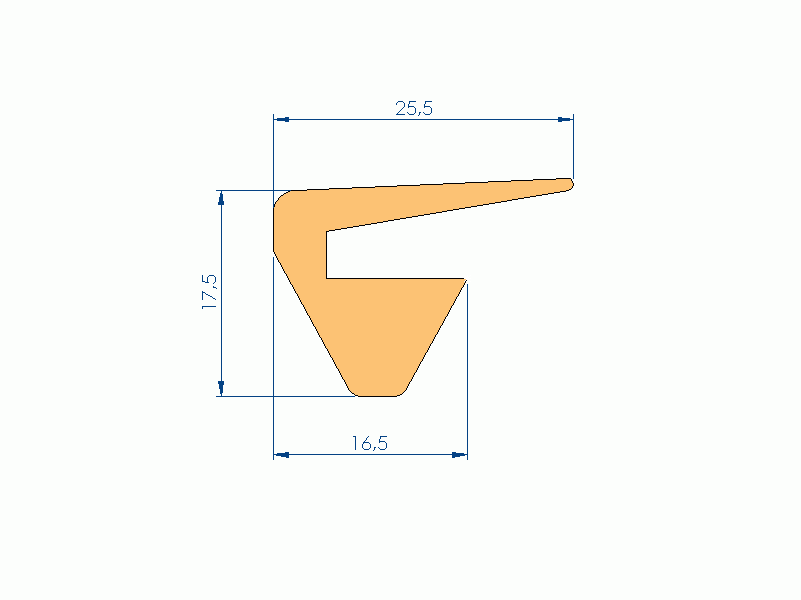 Silicone Profile P95127 - type format U - irregular shape