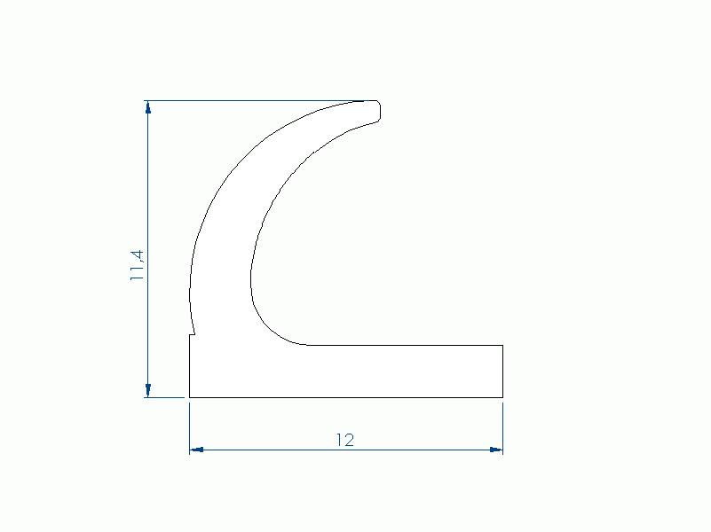 Silicone Profile P96047F - type format L - irregular shape