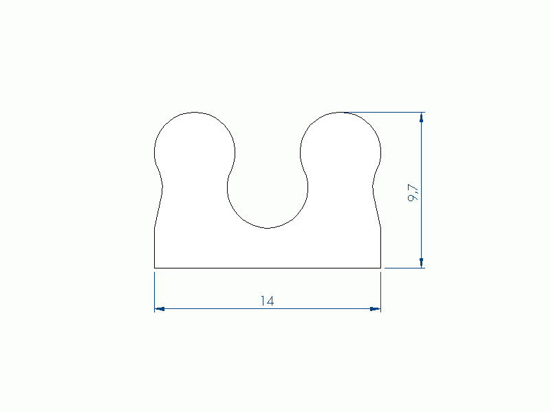 Silicone Profile P96277 - type format U - irregular shape
