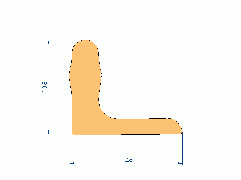 Silicone Profile P96301B - type format L - irregular shape