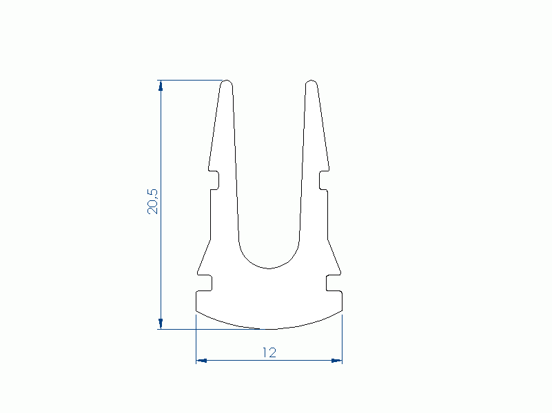 Silicone Profile P96845B - type format U - irregular shape