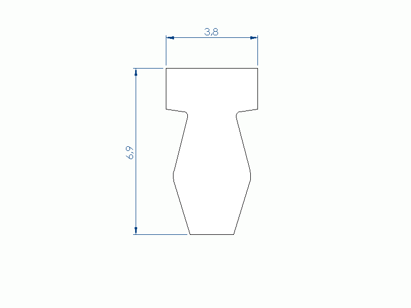Silicone Profile P97187B - type format T - irregular shape