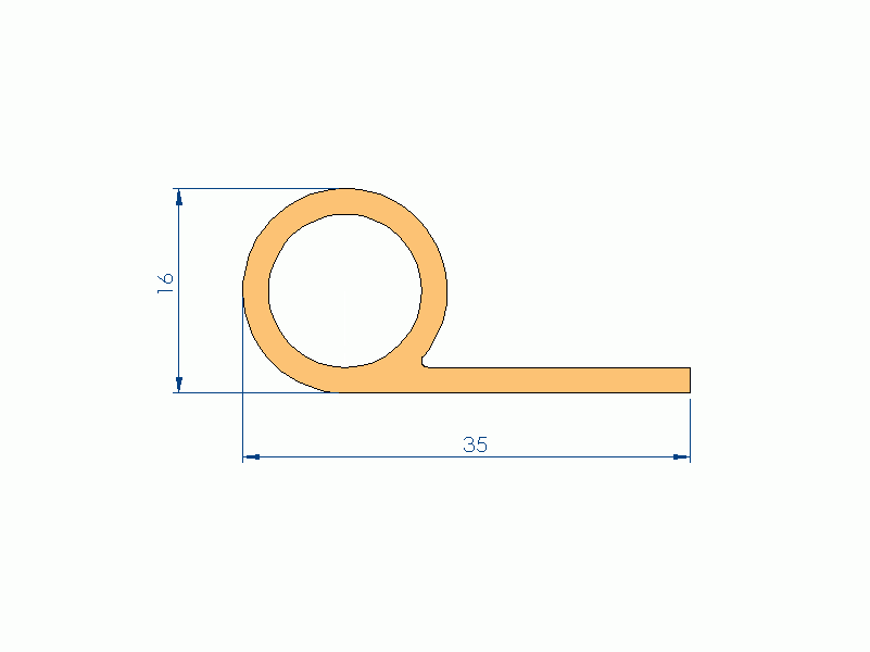 Silicone Profile P97594D - type format solid b/p shape - irregular shape