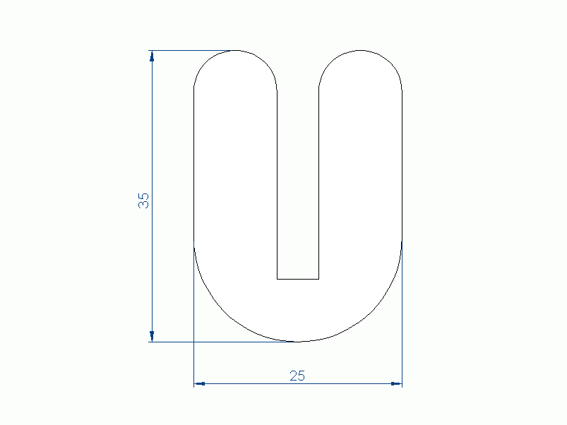 Silicone Profile P98118I - type format U - irregular shape