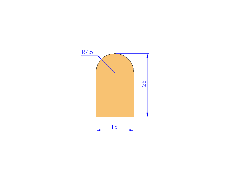 Perfil de Silicona P94781B - formato tipo D - forma irregular