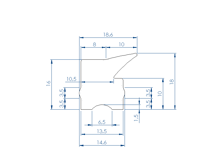 Silicone Profile P1904FS - type format Lipped - irregular shape