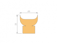 Perfil de Silicona P1009B - formato tipo Cuernos - forma irregular