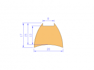 Perfil de Silicona P10161 - formato tipo Cuernos - forma irregular