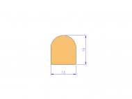 Perfil de Silicona P10566E - formato tipo D - forma irregular