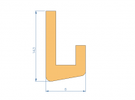 Perfil de Silicona P10566H - formato tipo U - forma irregular