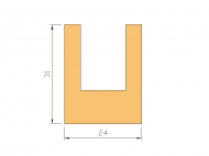 Perfil de Silicona P105CG - formato tipo U - forma irregular