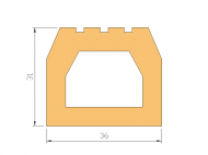 Perfil de Silicona P105E - formato tipo D - forma irregular