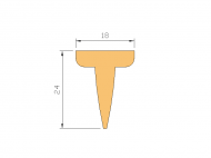 Perfil de Silicona P105J - formato tipo T - forma irregular