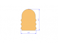 Perfil de Silicona P10822H - formato tipo D - forma irregular