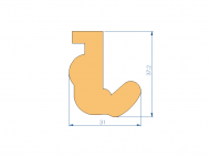Perfil de Silicona P10822K - formato tipo L - forma irregular