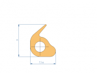 Perfil de Silicona P10899P - formato tipo Labiado - forma irregular