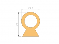 Perfil de Silicona P1093A - formato tipo D - forma irregular