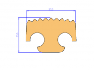 Perfil de Silicona P1093F - formato tipo T - forma irregular