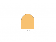 Perfil de Silicona P1112E - formato tipo D - forma irregular