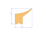 Perfil de Silicona P11185F - formato tipo Labiado - forma irregular