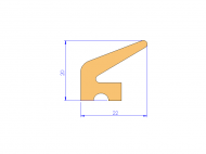 Perfil de Silicona P11185H - formato tipo Labiado - forma irregular