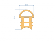 Perfil de Silicona P1152CM - formato tipo Doble Agujero - forma irregular