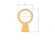 Perfil de Silicona P1152FN - formato tipo D - forma irregular