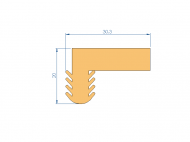 Perfil de Silicona P1152GN - formato tipo L - forma irregular