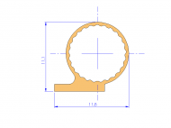 Perfil de Silicona P1152J - formato tipo Tubo - forma irregular