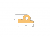 Perfil de Silicona P1185B - formato tipo Perfil de Silicona plano con Burbuja - forma irregular