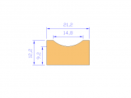 Perfil de Silicona P1185E1 - formato tipo Cuernos - forma irregular