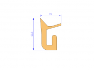 Perfil de Silicona P1228AW - formato tipo U - forma irregular