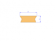 Perfil de Silicona P1228BB - formato tipo Trapecio - forma irregular