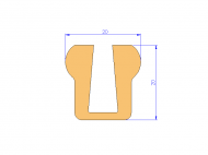 Perfil de Silicona P1228BF - formato tipo U - forma irregular