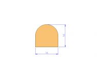 Perfil de Silicona P1228BL - formato tipo D - forma irregular