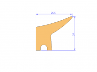 Perfil de Silicona P1228BN - formato tipo Labiado - forma irregular