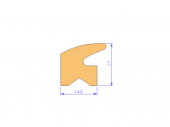 Perfil de Silicona P1228BP - formato tipo Labiado - forma irregular