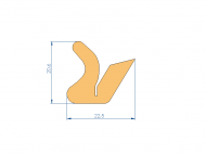 Perfil de Silicona P1228BT - formato tipo U - forma irregular